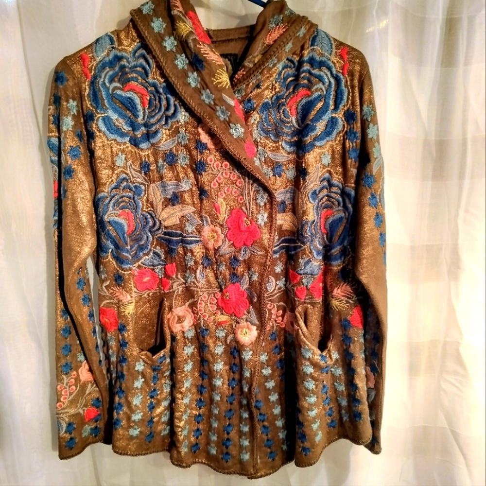 Johnny Was honing metallic hoodie size XS new w tags